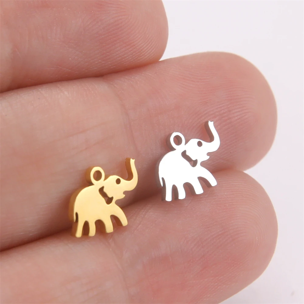 5pcs/Lot Wholesale Cute Elephant Jewelry Charms Stainless Steel Animals Tiny Pendants Accessory For Necklace Bracelet Diy Making