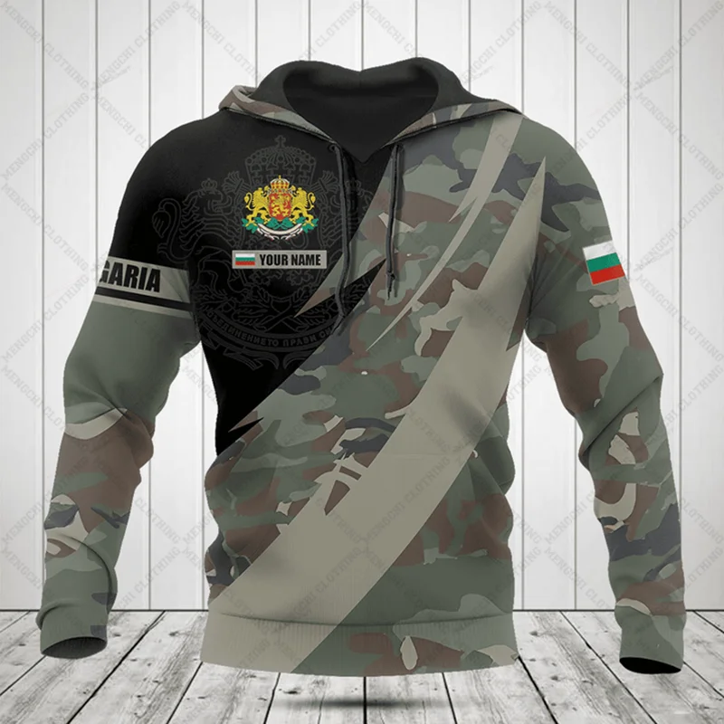 Custom Name Bulgaria Speed Style Camouflage Unisex Hoodies Loose Pullover Sweatshirts Casual Winter Clothing Oversize Streetwear