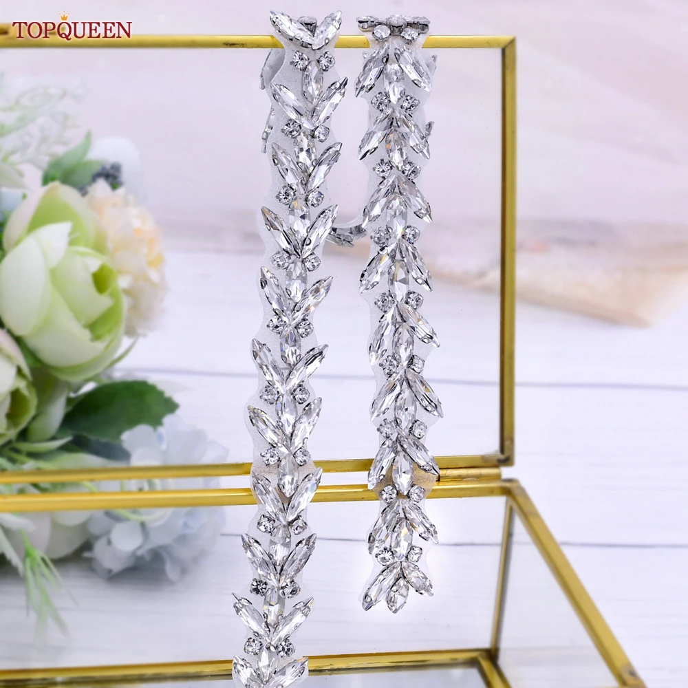 TOPQUEEN Luxury Bridal Rhinestone Belt Women's Evening Dress Belts Wedding Belt Girlfriend Wedding Accessories Diamond Belt S493