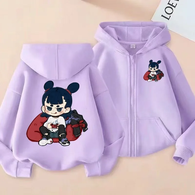 سترة صوفية بغطاء للرأس للأطفال مطبوعة بشكل لطيف على طراز Q للأولاد والبنات #2