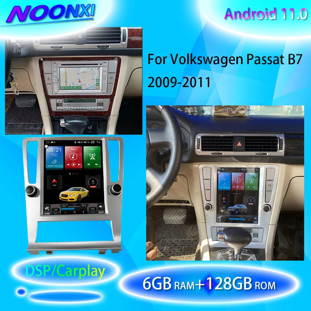 

Автомобильная стереомагнитола для VW Passat B7 2009 2010 2011 с экраном Tesla, мультимедийный проигрыватель для автомобиля, GPS-навигация, Carplay, DVD, головное устройство на Android