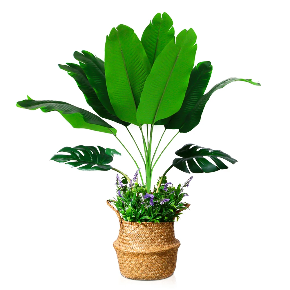 70/78cm Large Fake Banana Tree Artificial Plants Fake Palm Leaves Tropical Plastic Monstera Fronds For Home Garden Wedding Decor