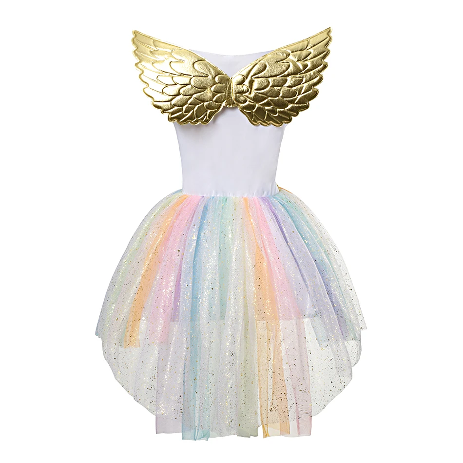 For 3-10 Years Girls Unicorn Dress Rainbow Ball Gown Baby Princess Birthday Dresses Party Halloween Costume