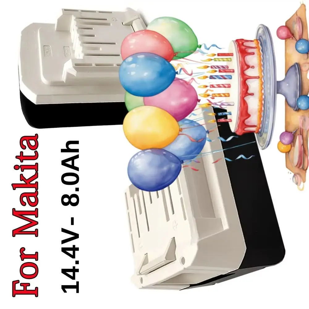 

14.4V 8.0AH Rechargeable Li-Ion Battery For Makita Mak BL1415G BL1413G BL1460G DC18WA UH480D UH520D UM165D UR140D DMR106