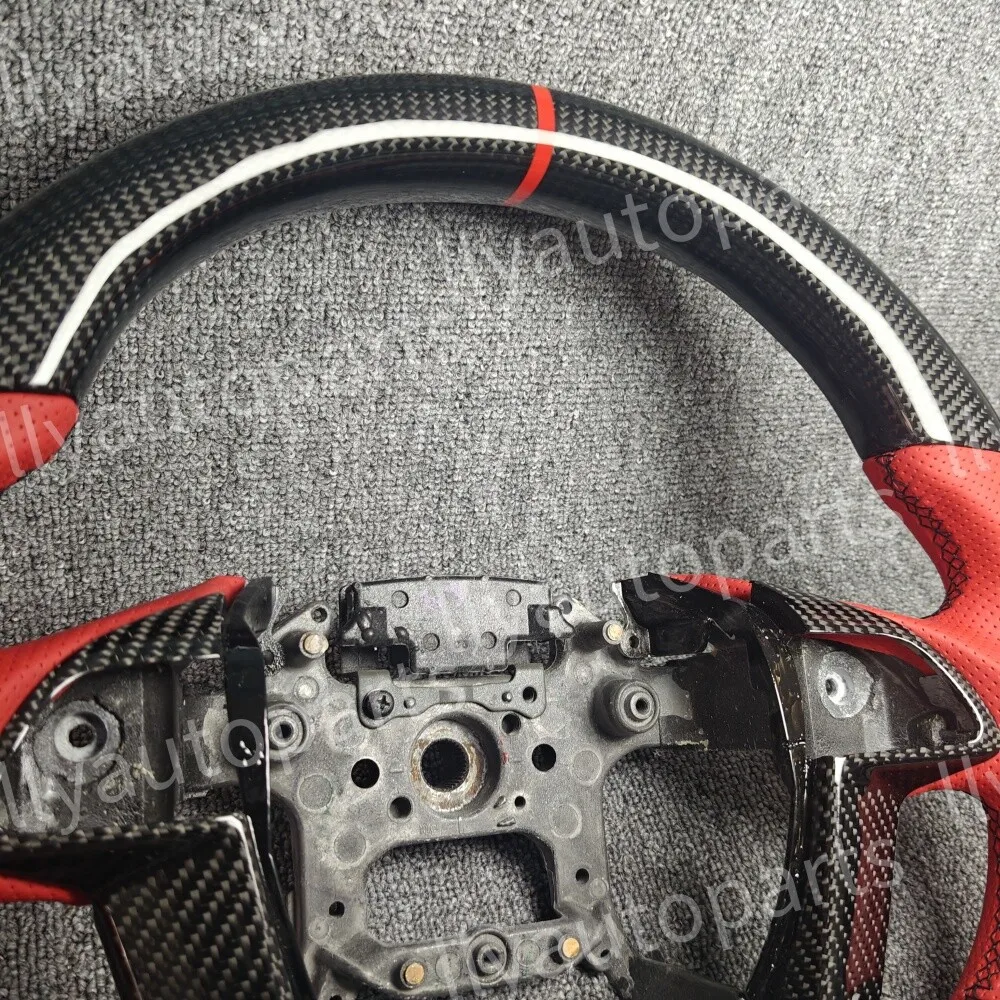 Echtes Carbon-Lenkrad mit rotem Lederbezug für Honda Accord 8. Generation 2008~2012 – Detail 2