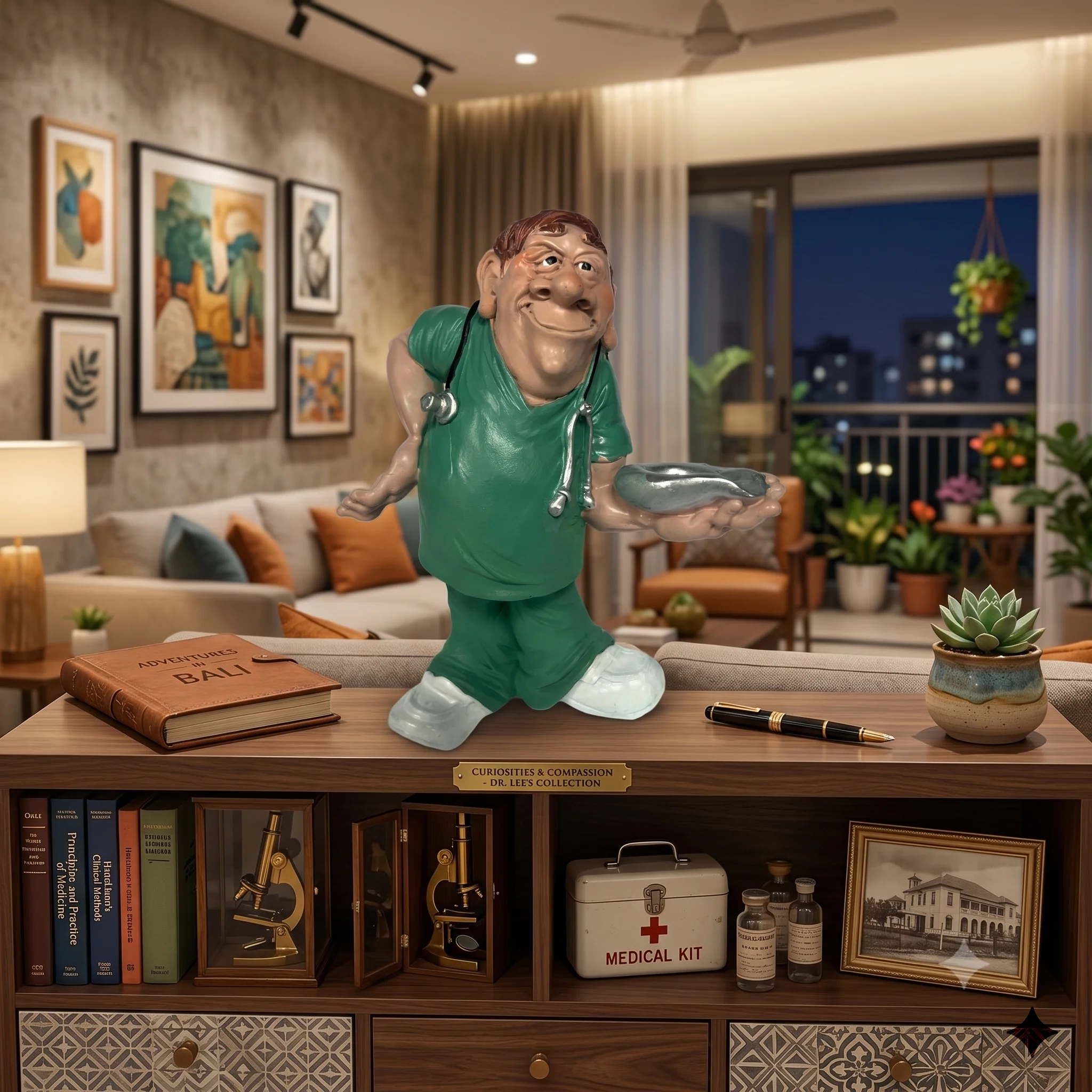 Funny Doctor Nurse Figurine - Medical Staff Decorative Statue with Stethoscope, Office Desk Home Decoration Gift for Healthcare