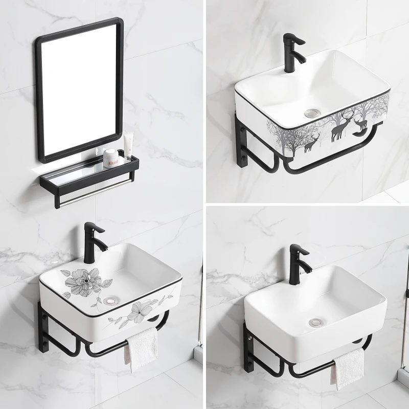 

Керамический умывальник с каркасом из нержавеющей стали, настенный умывальник небольшого размера, раковина для ванной комнаты, умывальник для балкона, 30 см