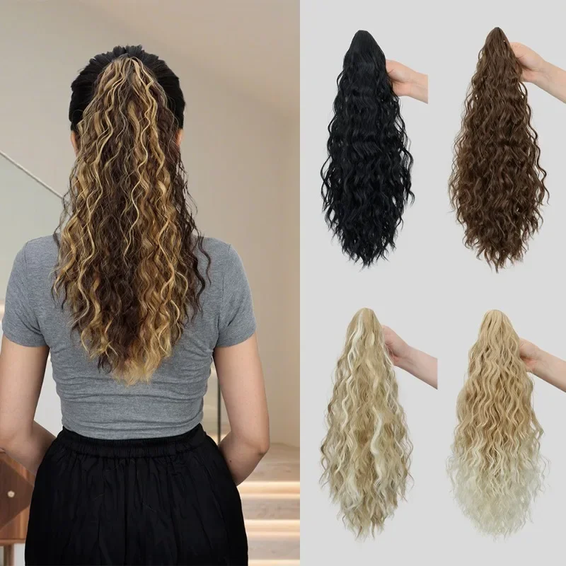

Grab Clip Ponytail Wig Female Fluffy Water Ripple Fake Braid Chemical Fiber Corn Hot Grab Clip