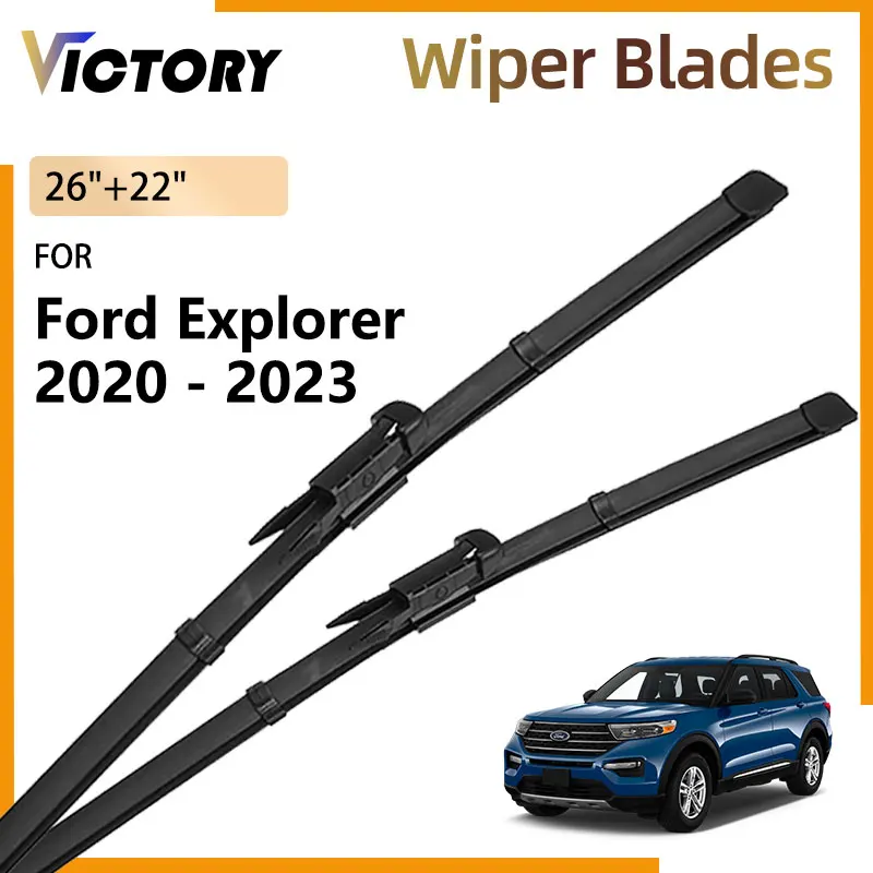 

2x For Ford Explorer U625 2020 2021 2022 2023 ST Accessories Car Front Wiper Blades Windshield Windscreen Window Brushes 26"+22"