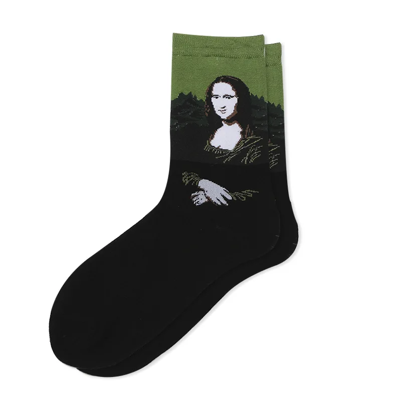 Dropshipping Frauen Socken Van Gogh Welt Berühmte Ölgemälde Socken Vintage Glückliche Männer Socken Lustige Starry Sky Baumwolle Socken