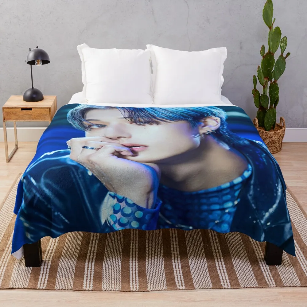 

Wooyoung ATEEZ Deja Vu Throw Blanket Blanket For Decorative Sofa Fluffy Blanket