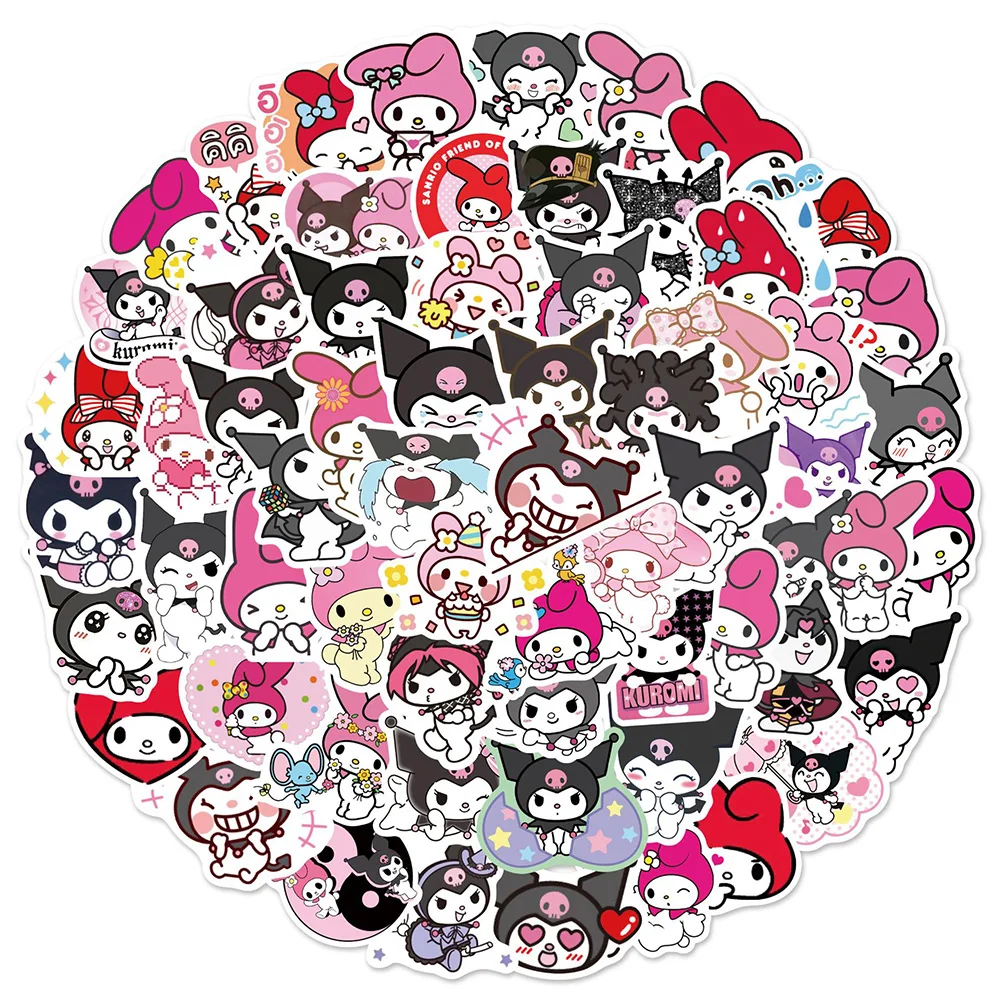 

10/30/50/100pcs Cute Kuromi My Melody Stickers Funny Sanrio Anime Sticker Phone Case Skateboard Suitcase Cartoon Graffiti Decals