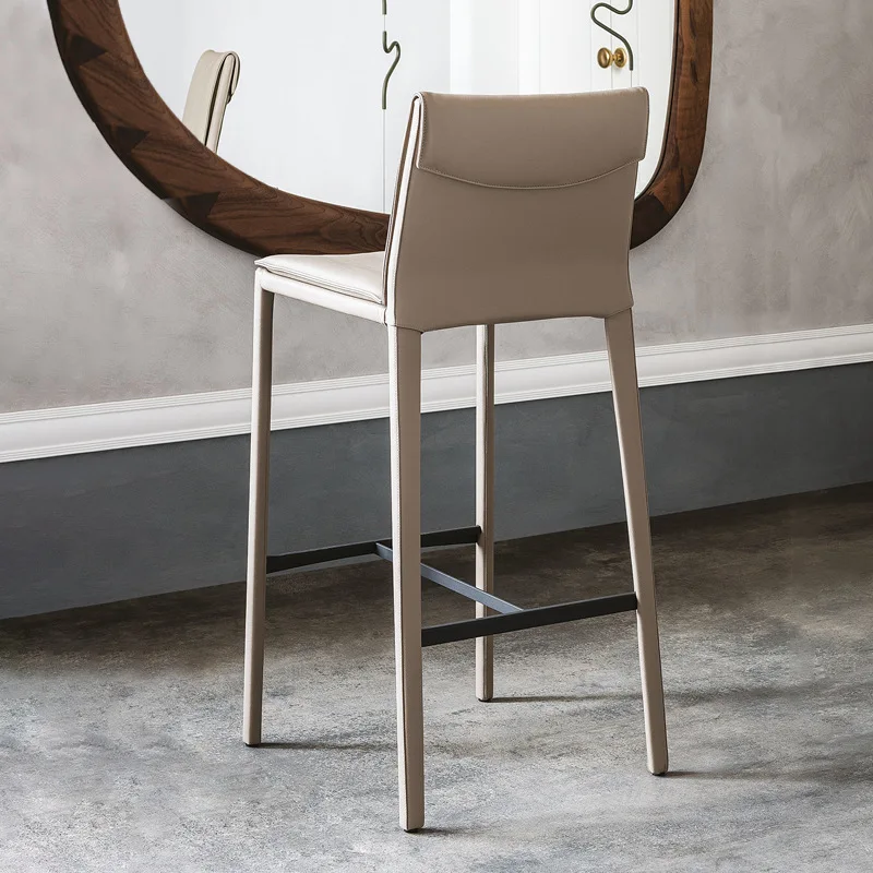 Italian Style bar Chairs Luxury Design High Stool Leather bar Chairs With Metal Legs for Home bar