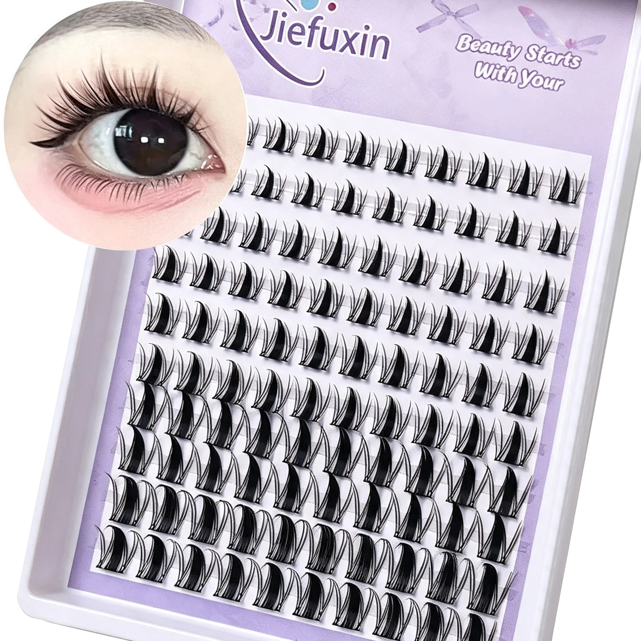 Fairy Eyelash 8-16mm Manga Eyelash C Curl Upright - Large Span DIY Eyelash Natural Expansion Wet Look Sharp Anime Eyelash