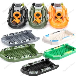 Military Camo Boat  Rubber Boats SWAT Figure Parts Building Blocks Police Army Weapons Scene Accessories Bricks Kids Toys Gifts