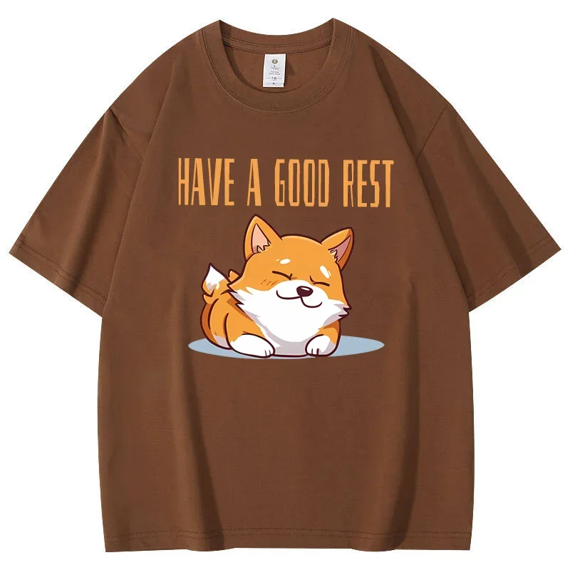 Haut à col rond pour hommes et femmes, coton, design original, dessin animé, créativité, Take a Good Assistcorgi, été, décontracté, vêtements Y2K