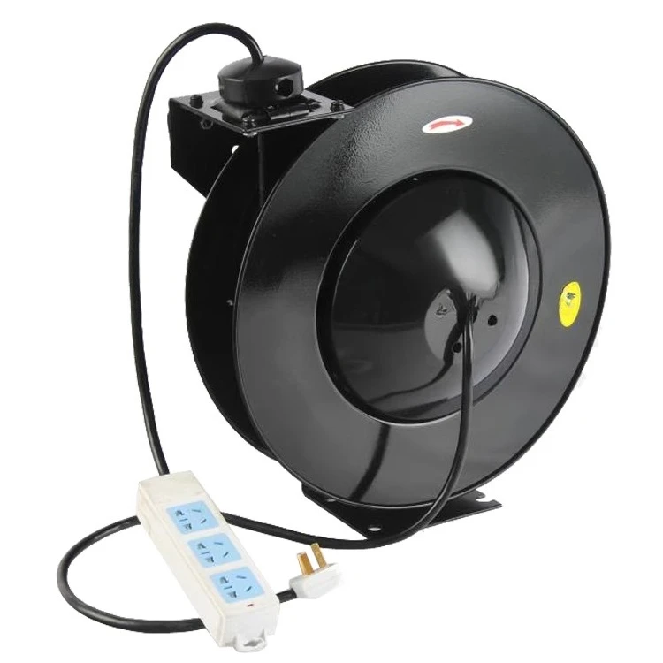 لوحة حديد بكرة طبلة كهربائية بكرة تلسكوبية أوتوماتيكية 30 مترًا مقبس طاقة عالي بكرة كابل نحاسية نقية