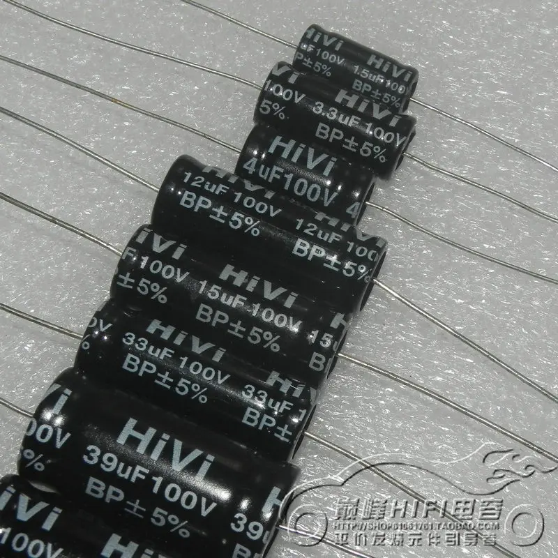 HI VI   Electrodeless BP axial Electrolytic Capacitor  100V 1.5UF 3.3UF 4UF 12UF 15UF 33UF 39UF 50UF 68uf 82uf 100uf 150uf 27uf