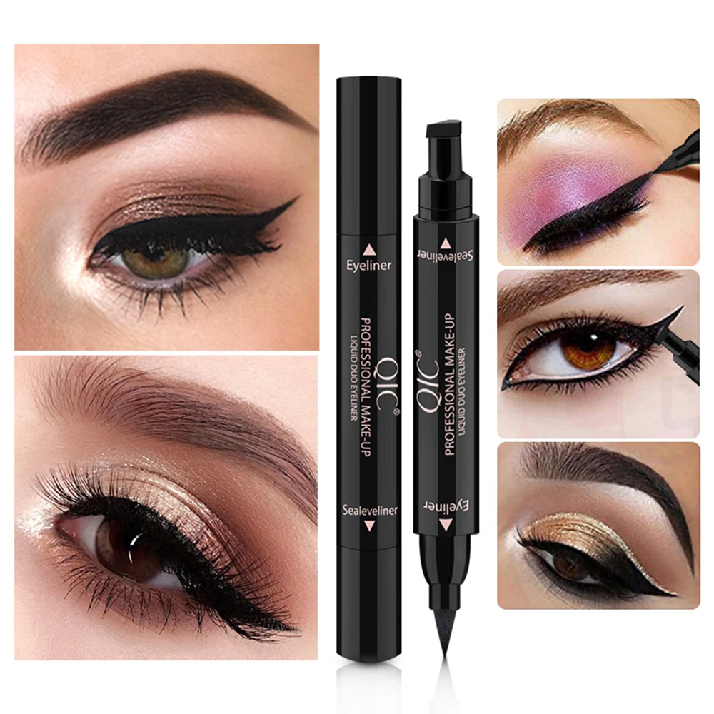 In1 Winged Stamp Liquid Eyeliner Pencil Eyes Makeup Waterproof Fast Lasting Cosmetics Black Stamps Seal Eyeliner Pen TSLM1