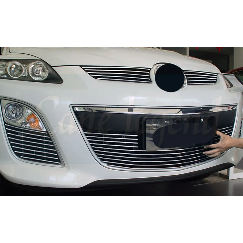 For Mazda CX-7 2014 2015 2016 2017 2018 2019 Stainless Steel Car Front Bumper Mesh Grille Around Trim Fog Lights Racing Grills