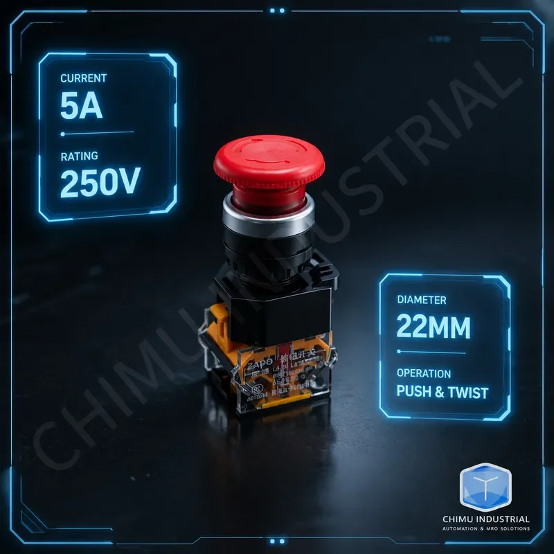 【CHIMU INDUSTRIAL】 for LA38-11ZS Emergency Stop Button Switch 22MM Mushroom Head Latch