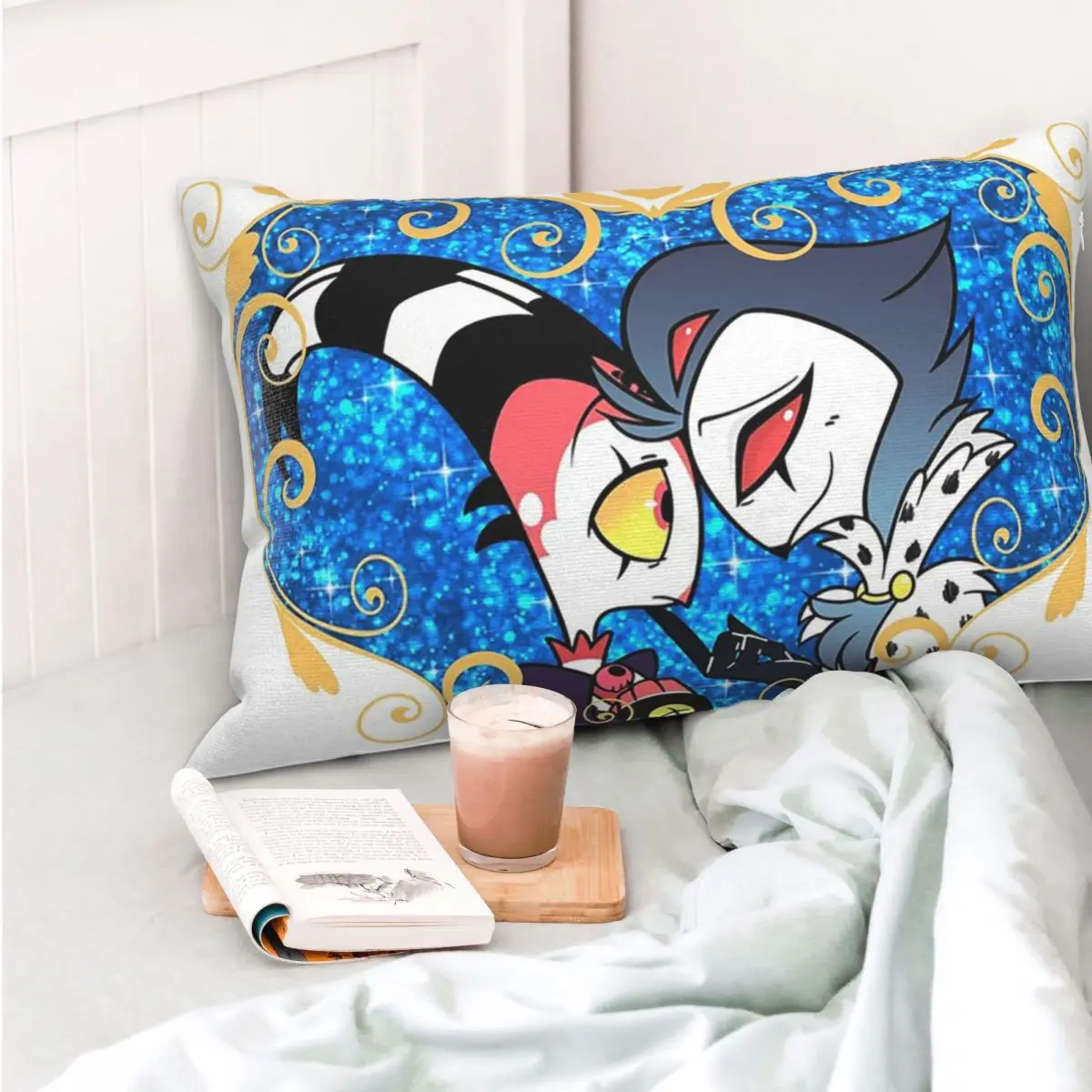 Helluva Boss Stolas And Blitzo Heart Frame Rectangle Pillowcase Cushion Cover Decor Bedroom Bed Home Comfort Throw Pillow