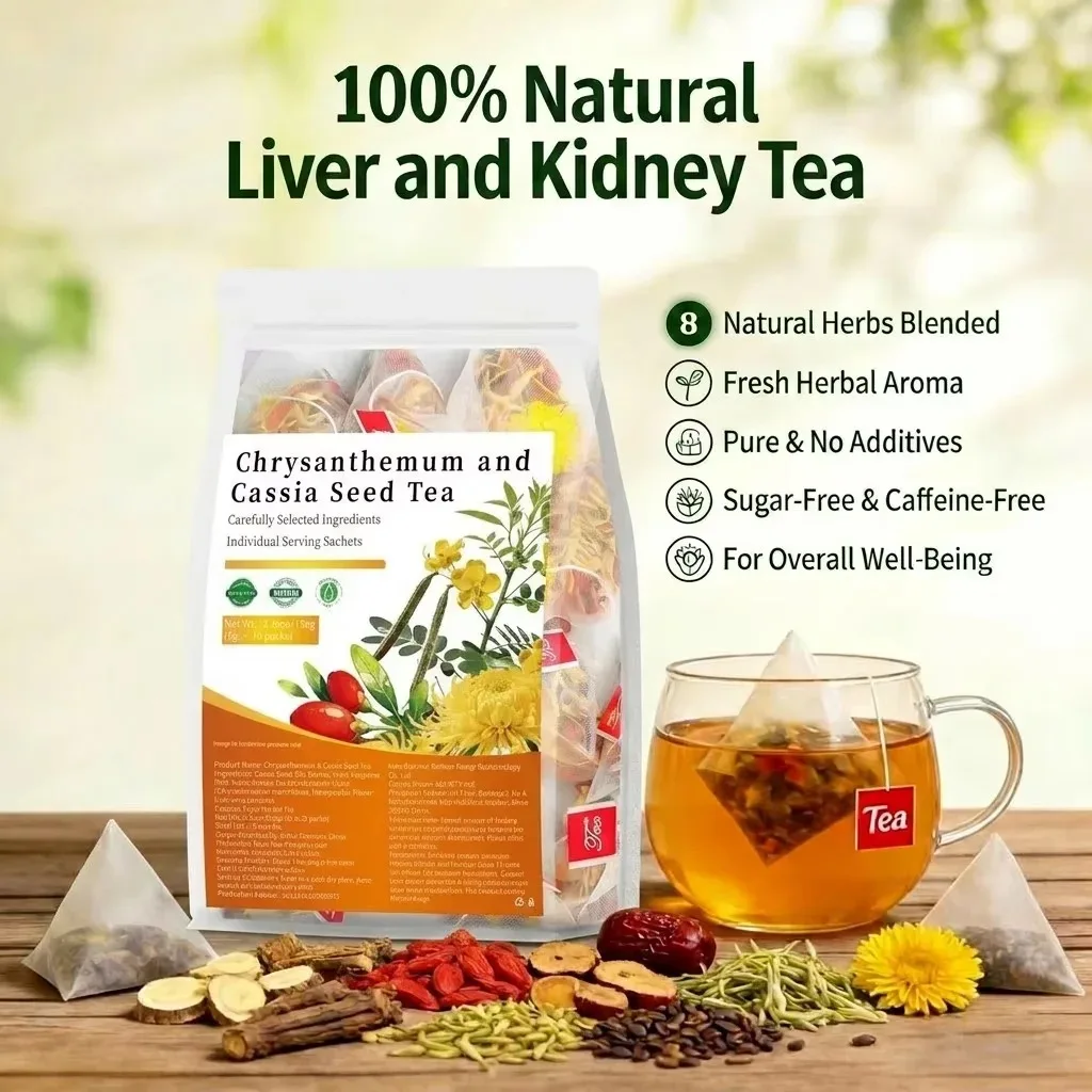 Natural Liver & Kidney Cleanse Tea, Pure Botanicals (Chrysanthemum, Goji, Cassia) for Detox & Wellness, Caffeine & Sugar Free