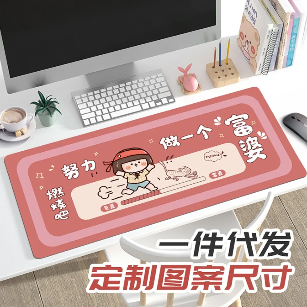 Large Thick Rubber Desk Mat For Girls Waterproof Precise Stitched Edge Shortcut Keyboard Mouse Pad（002）