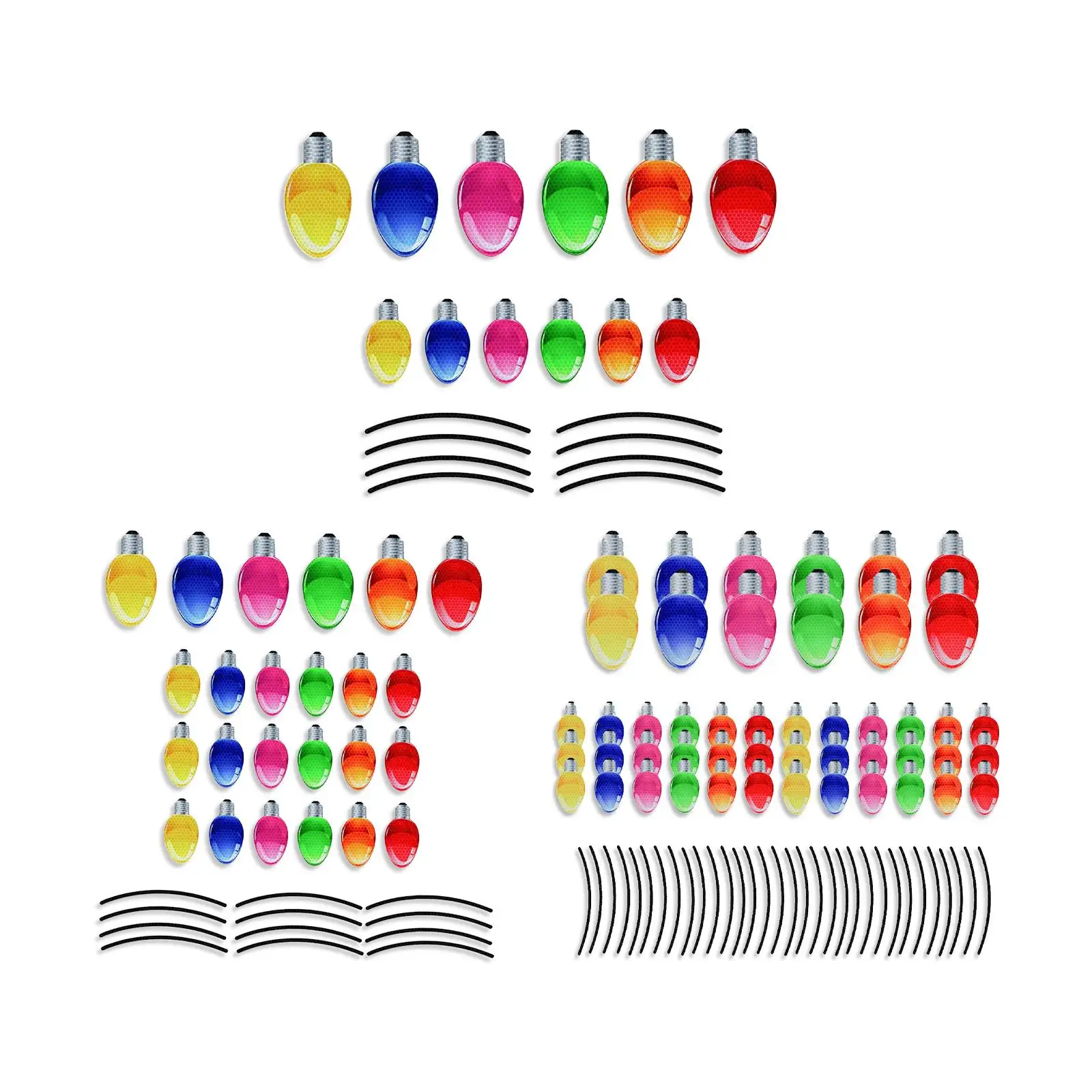 Christmas Reflective Car Decals Colorful Bulb Sticker Universal Practical Auto