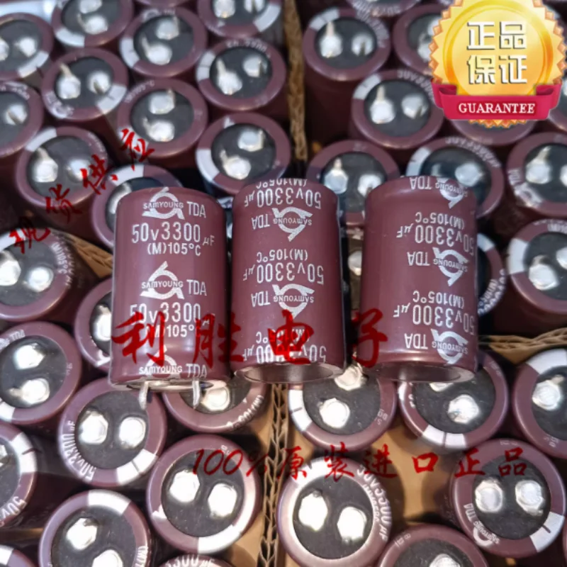 10pcs-100pcs-3300uf-50v-capacitor-eletrolitico-coreano-sanying-50v3300uf-22-35-tda-105-graus