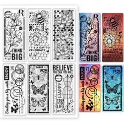 Retro Flowers Silicone Stamps Vintage Butterfly Clear Stamps Flower Bees Text Clear Stamps Sewing Model for DIY Scrapbooking