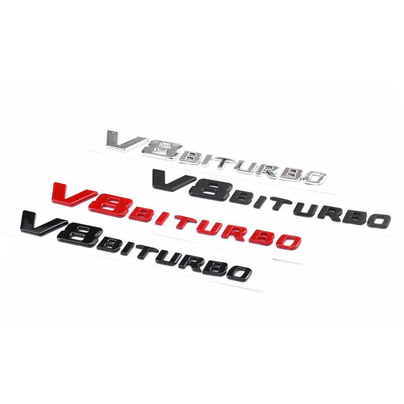 V8 BITURBO Letter Logo Car Sticker for Mercedes Benz Twin Turbo Logo Fender Modification Accessories Label Decorative Decal