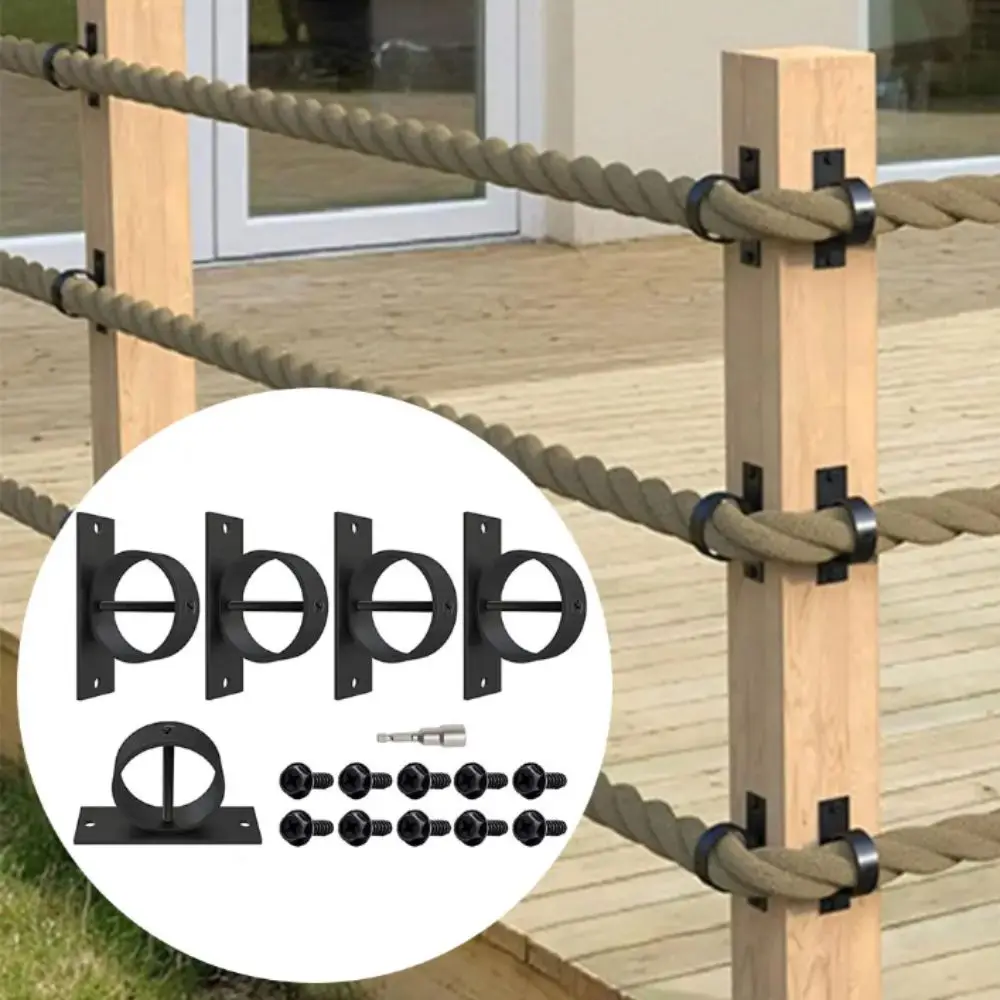 Black Finish Stainless Steel Rope Holder Stainless Steel Material Rust-Proof Coating Rope Clamps Elegant Design