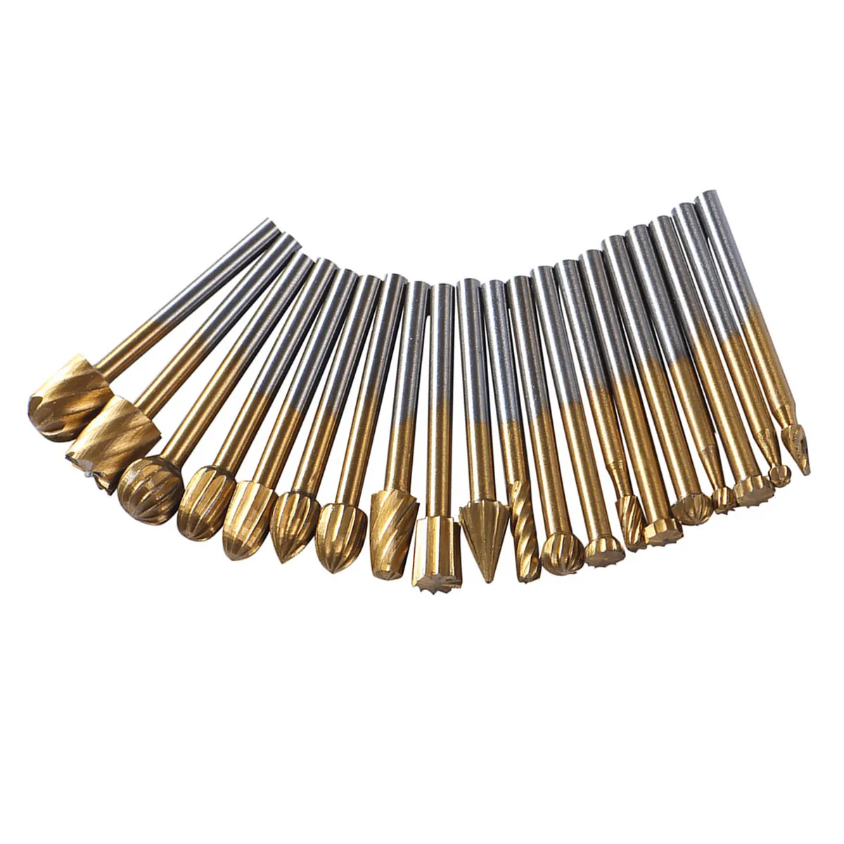 20Pcs High Carbon Steel Rotary Bits Set for Cutting Grinding Carving Engraving Notching Grooving Routing Milling Metal Wood