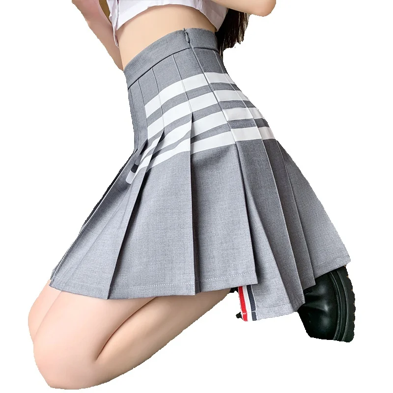 Sexy Pleated Women's New High Waist Asymmetrical Double Fold Stripe Mini For Girls Y2k Irregular A-E Tennis Skirt