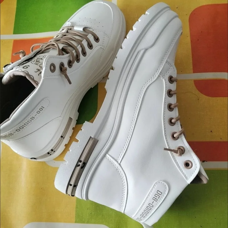 Fashion High Top Boots for Men Thick Soled Anti Slip and Wear-resistant Men Shoes High Quality Platform Boots White Sneakers Men