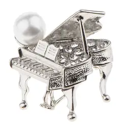 Chic Rhinestone Music Piano Brooches Lapel Pin Fashionable Styling Brooches for Anniversary Engagement Wedding Gift