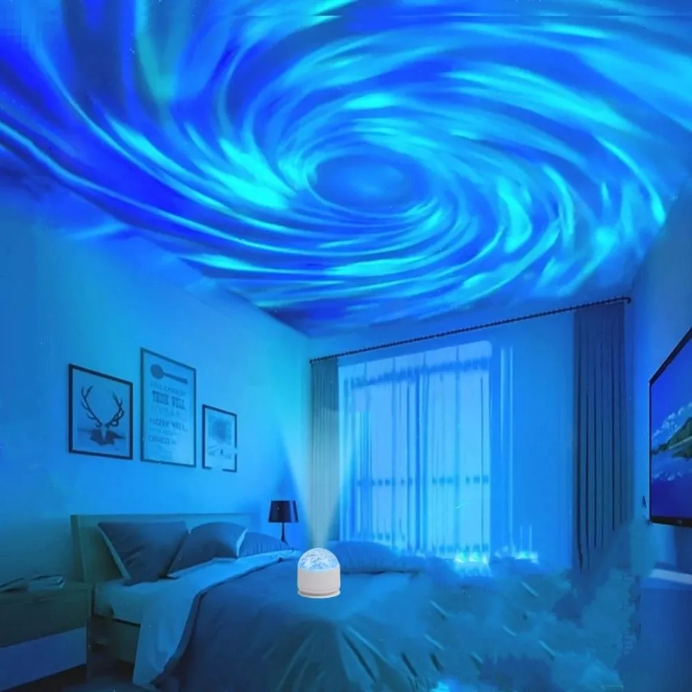 LED Light Starlight Projector USB Powered Colorful Light Starry Sky Projector Iridescent Light Water Ripple Effect