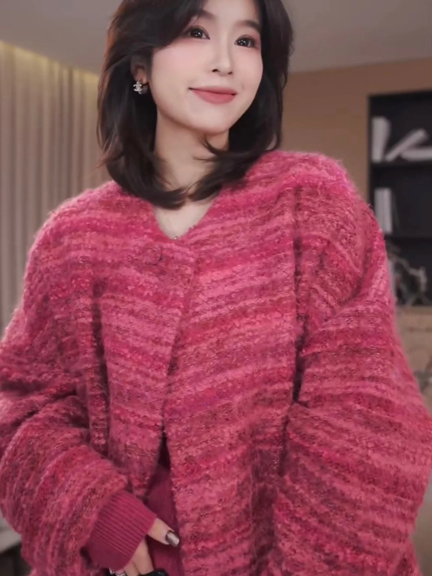 

Korean Sle Loose Versatile Outerwear ular This Year Women's New Top Design Beautiful Coat Warm round Ne Zipper Closure