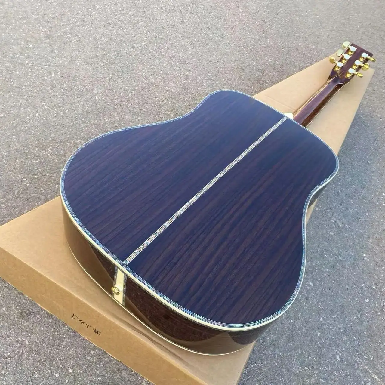 41 inch D45, op voorraad, D45-model, akoestische gitaar, 41 inch, kleurrijke schaal, inleg met abalone binding