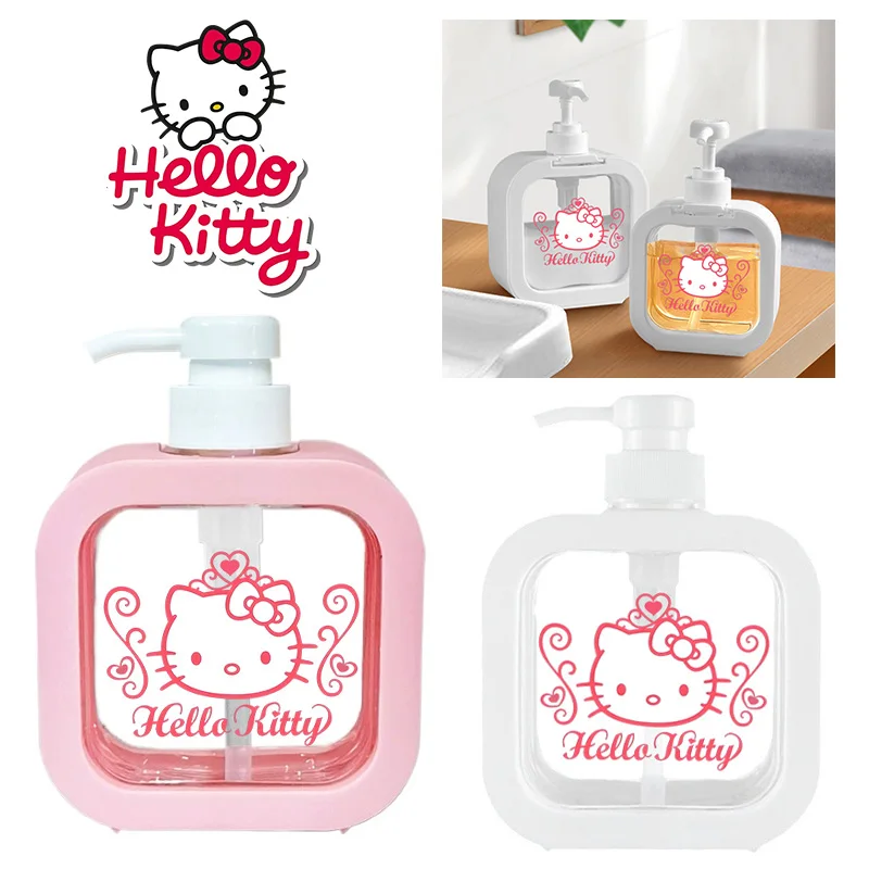 

Дозатор для жидкого мыла Sanrio Hello Kitty, пустой, многоразовый, для ванной, кухни, для шампуня, геля для душа, пластиковый контейнер для жидкостей