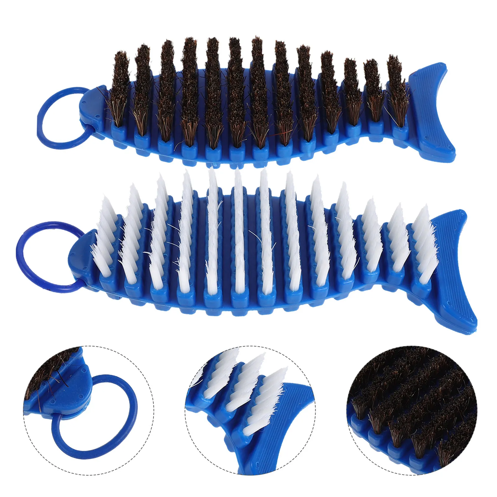 2Pcs Barbell Brush Nylon Stiff Bristles Fish Shape Comfort Grip for Weight Bars Dumbbell Racks Strength Training Equipment Home