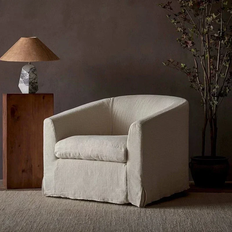 Wabi-sabi linen fabric removable and washable straight row small apartment living room B & B hotel Japanese retro fabric sofa