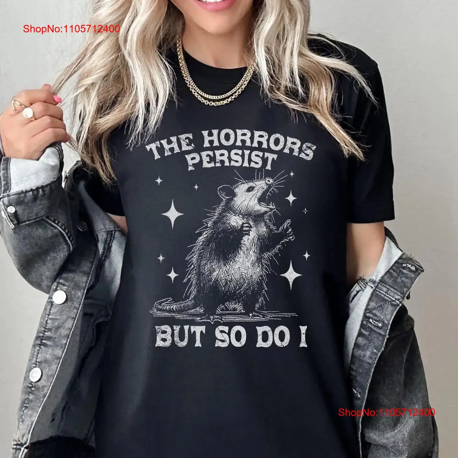 Les horreurs persistent, mais moi aussi : T-shirt avec memes d'écureuil hurlant, style weirdcore, cadeau vintage, délavé, élégant