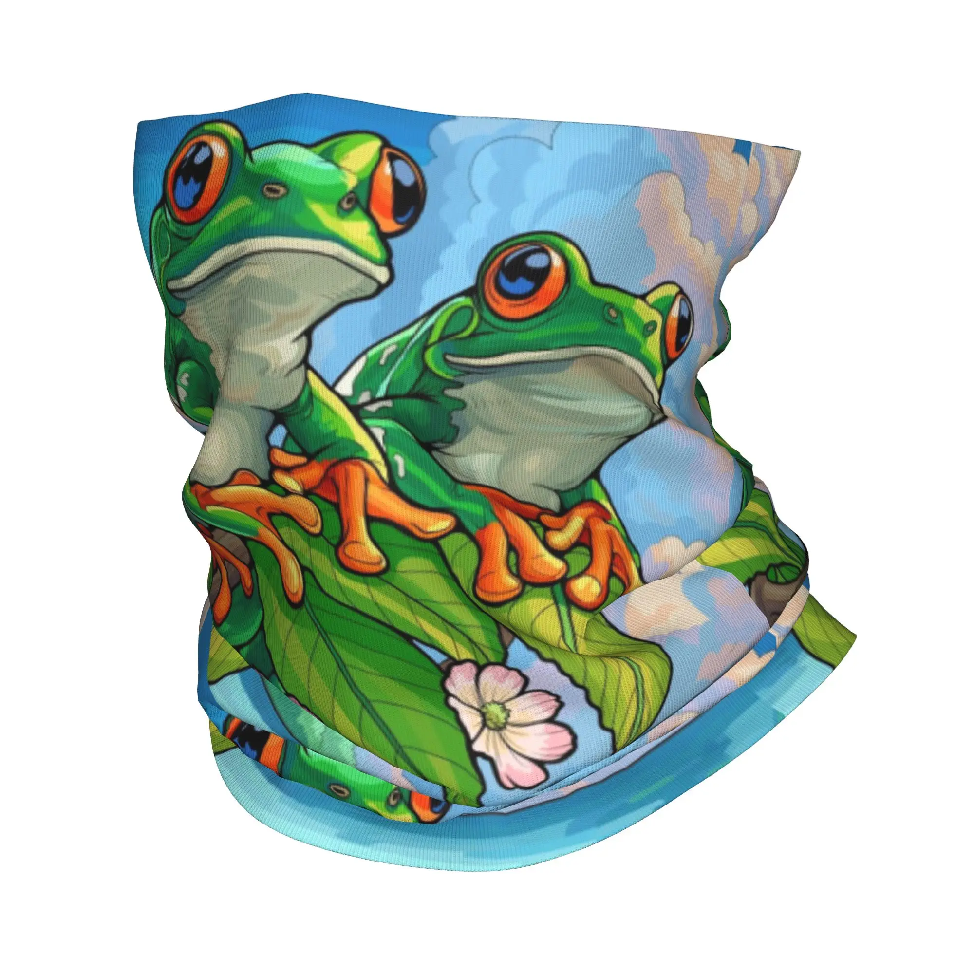 Cartoon Jungle Frogs Bandana Neck Cover Printed Wrap Scarf Multi-use Face Mask Outdoor Sports Unisex Adult Winter