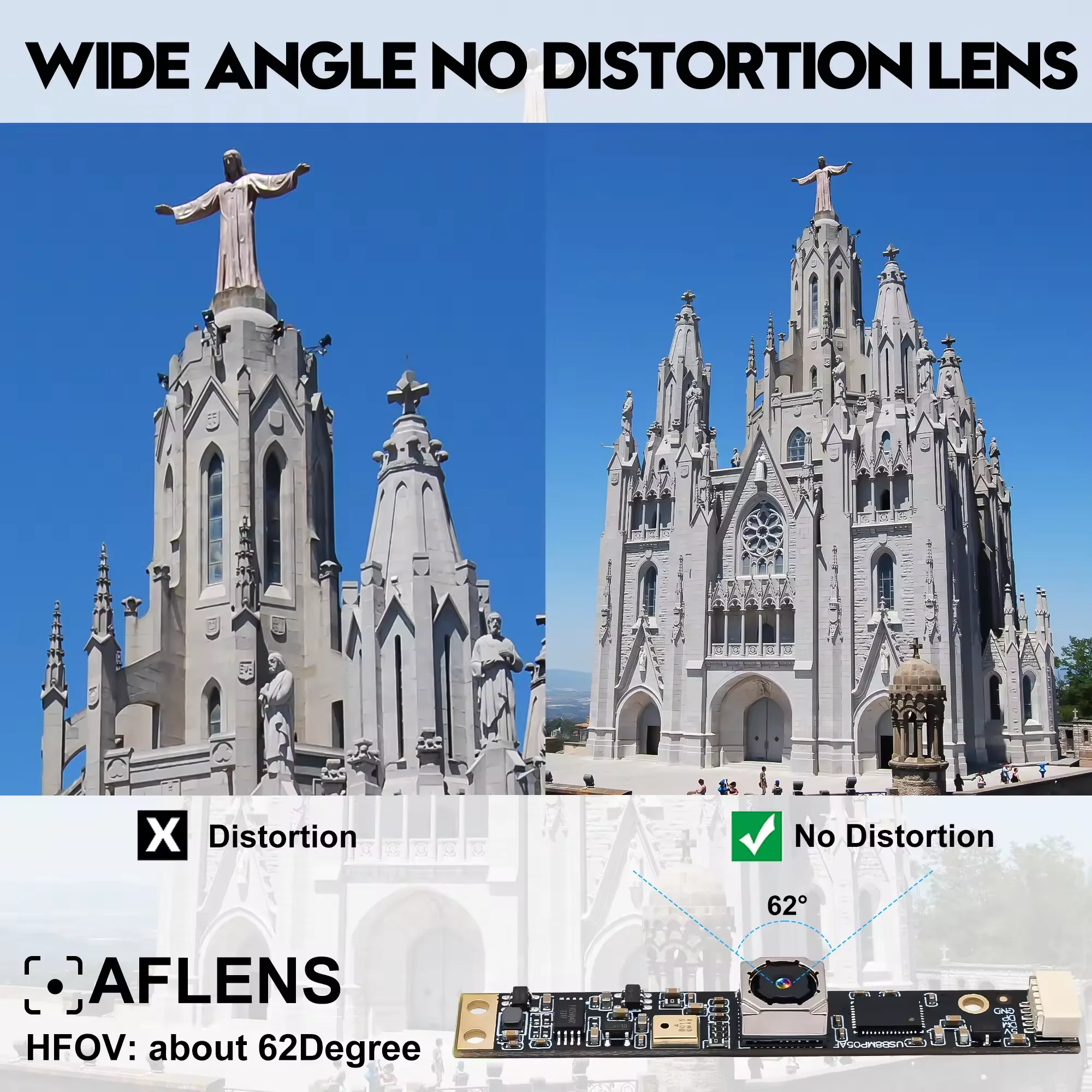 ELP 8MP USB Camera Module Mini Autofocus Webcam with Wide Angle No Distortion Lens for Windows Mac Linux Laptop PC