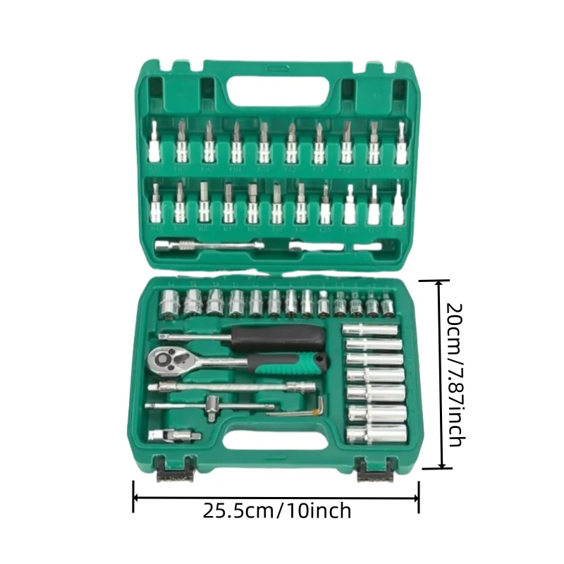 Versatile 53-Piece Air Tool Kit - 1/4’ drive socket set with ratchet, extension and tool box for easy automotive and home repair