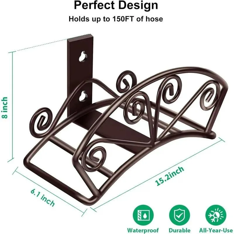 for Garden Hose Holder Storage Rack Metal Wall Mounted for 150 Foot Hose