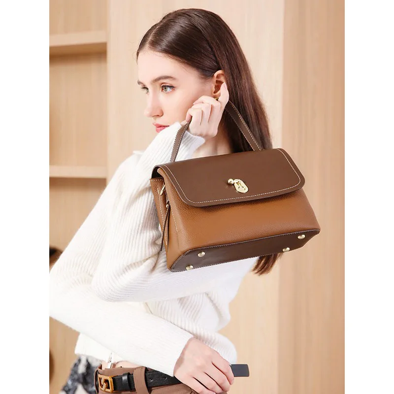 Top Layer Cowhide Women's Bag Temperament Commuting Crossbody Bag Versatile Shoulder Bag