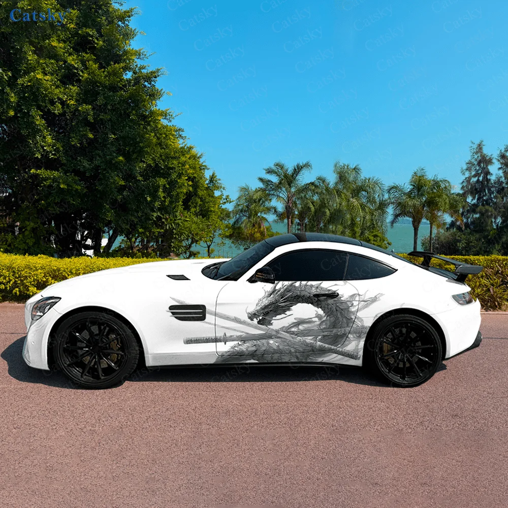 

Крутая трехсельная боковая наклейка с драконом автомобиля, водонепроницаемая устойчивая к царапинам наклейка из ПВХ, защита автомобиля, автоаксессуары в подарок